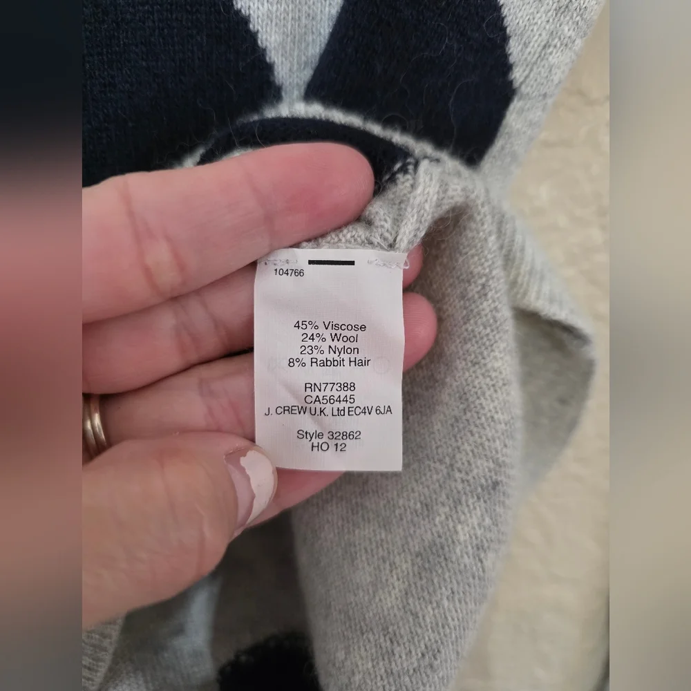 J. Crew Light Gray Heart Print Sweater - Picture 3 of 5